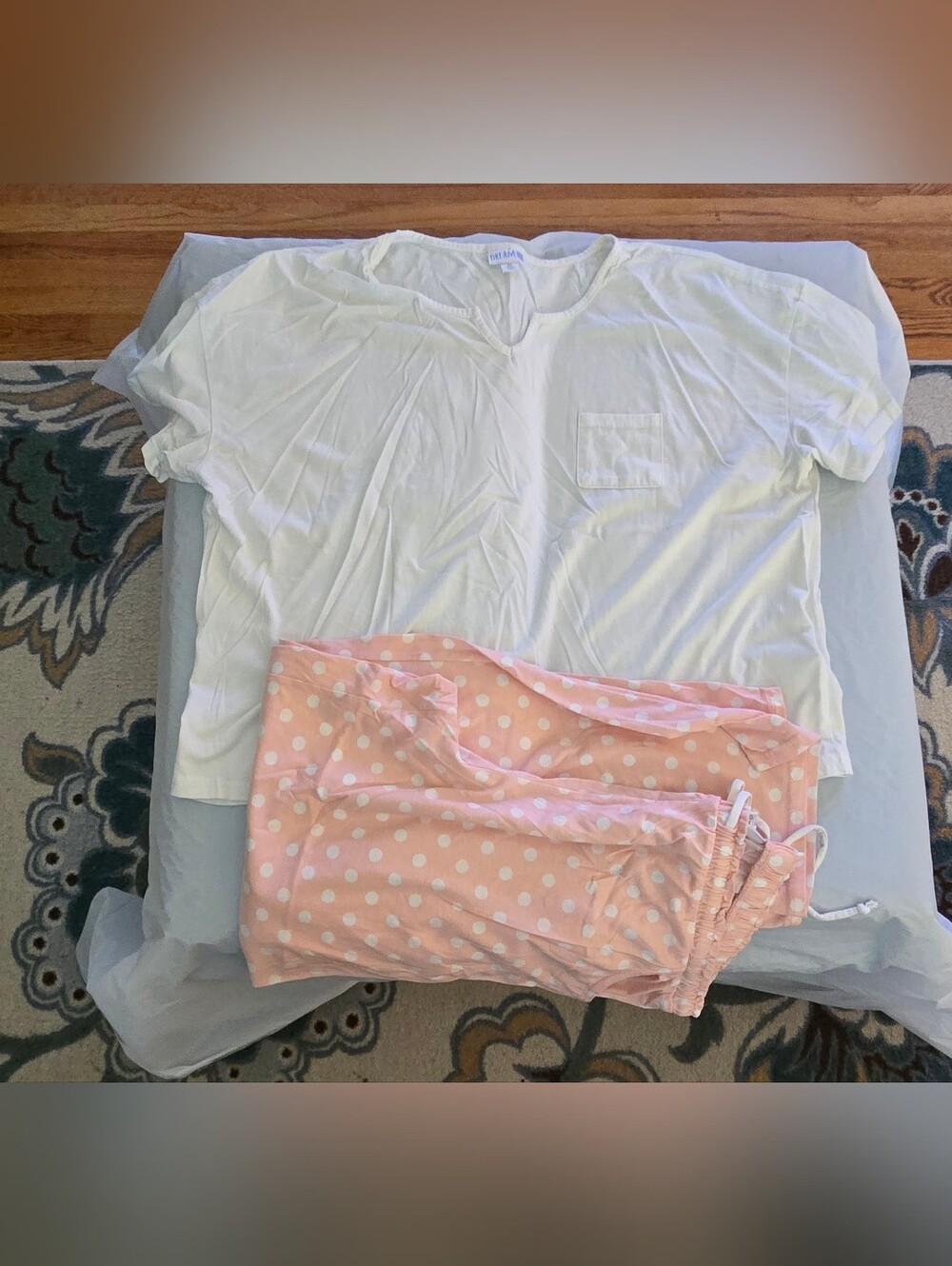 LuLaRoe Dreamy Part Of  The Dream Collection White Top with Polka Dot Pj Pants